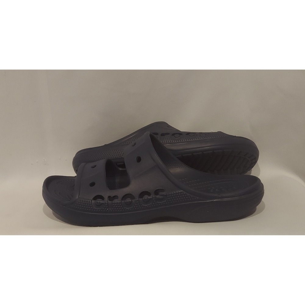 Crocs Mens Womens Navy Blue Baya Slide Sandals Casual Beach Pool Size 12